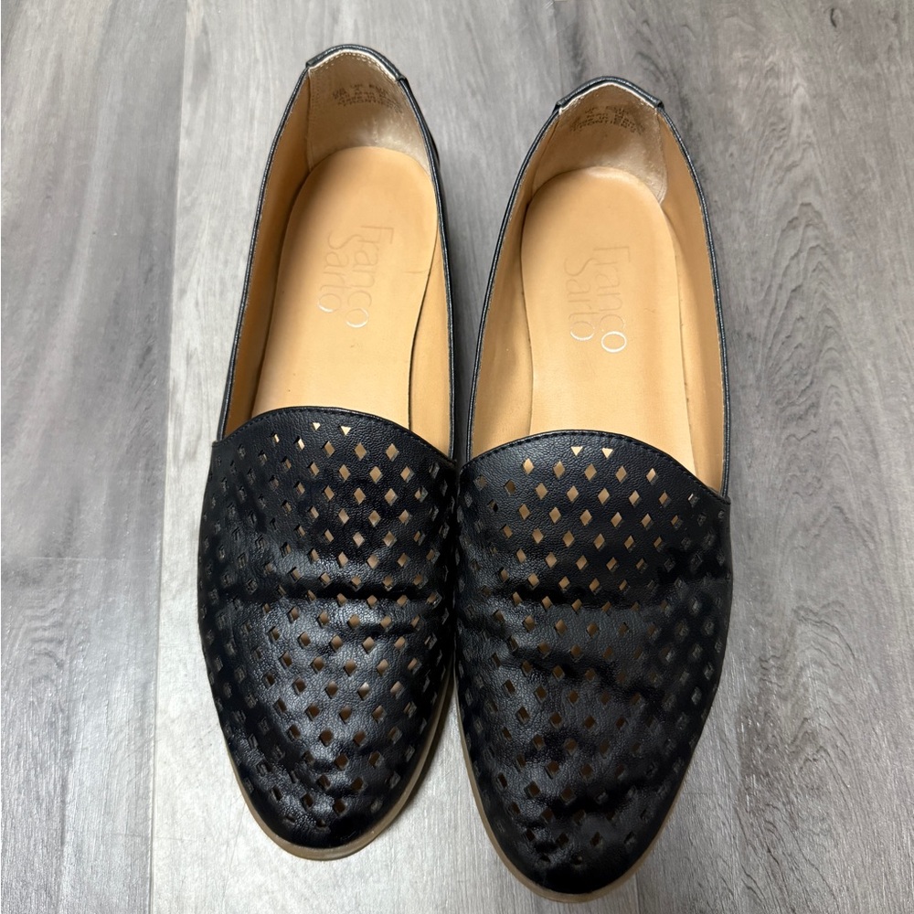 Franco Sarto Perforated Black Loafers
